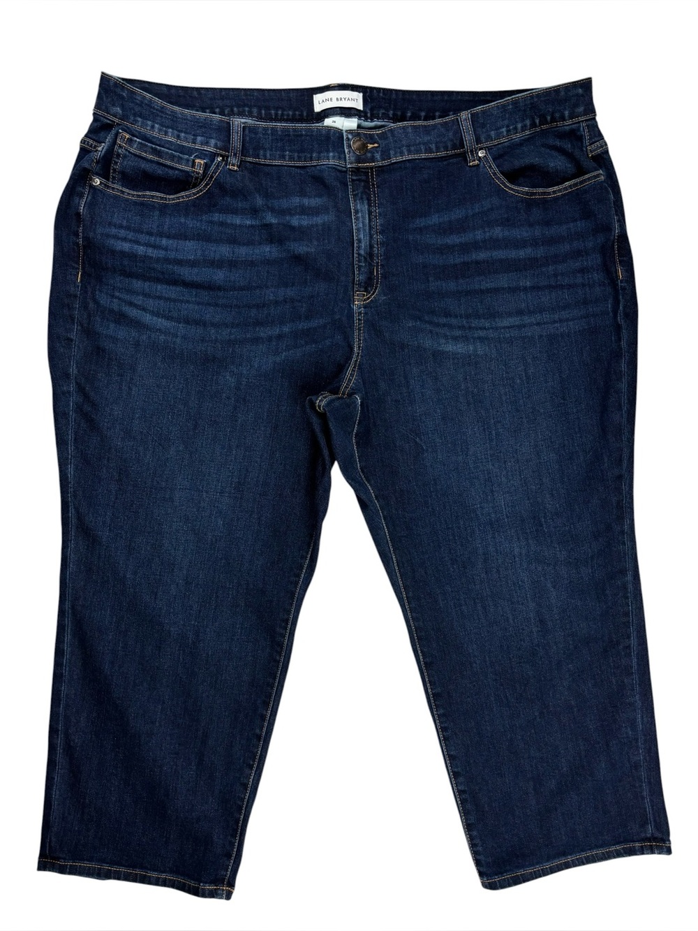 Lane Bryant Dark Wash Stretch Mid-Rise Girlfriend Cropped Jeans Plus Size 26